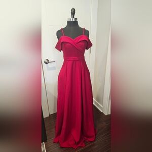 NWT SHEIN Red Maxi Dress, Sweetheart Neckline, Coldshoulder Long Gown, Size 4